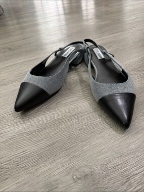 Steve Madden Allure Black & Gray Pointed Slingback Flats Sz 9.5 EUC worn once